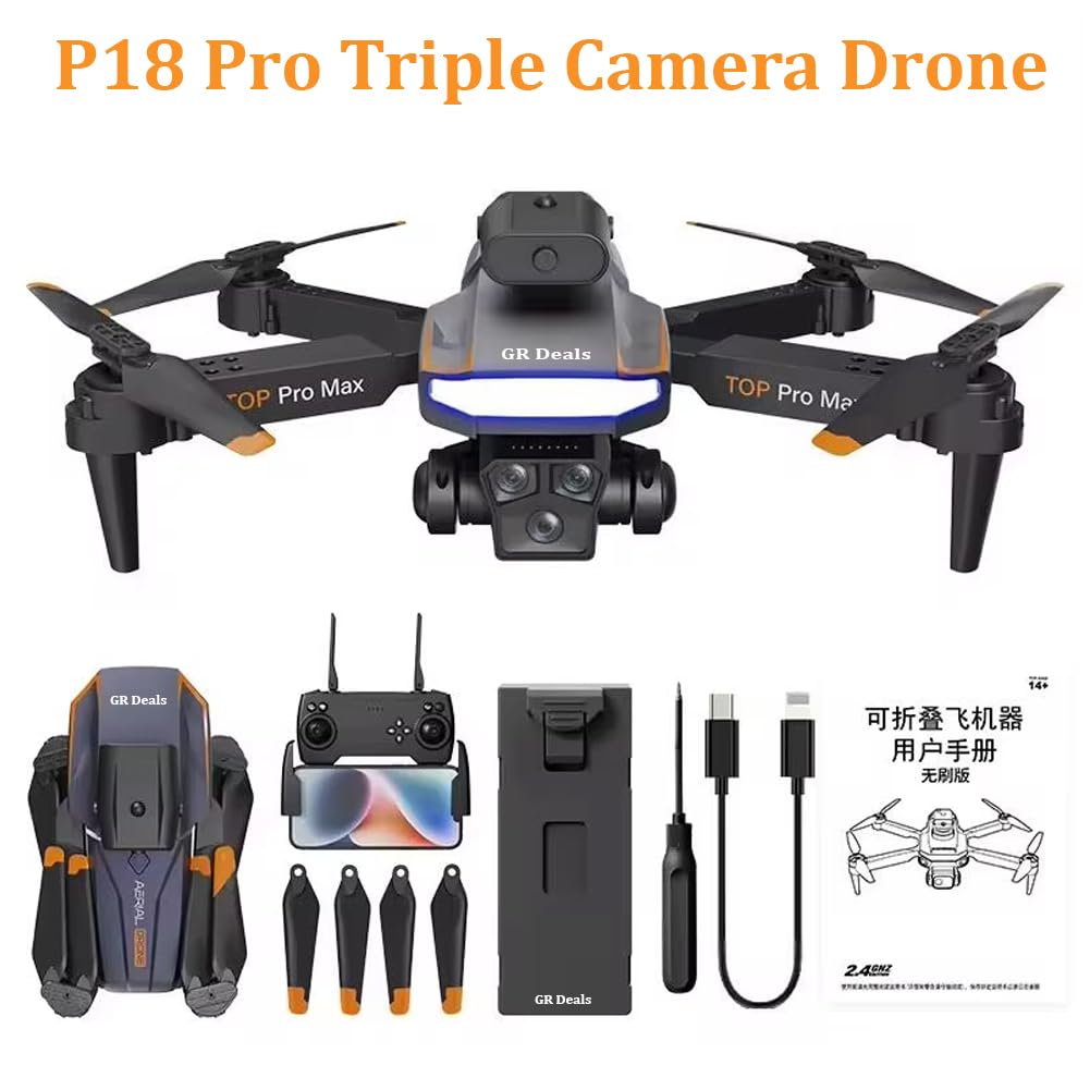 P18 Pro Drone 4K GPS HD Triple Camera Optical Flow Positioning Obstacle Avoidance HD Photography