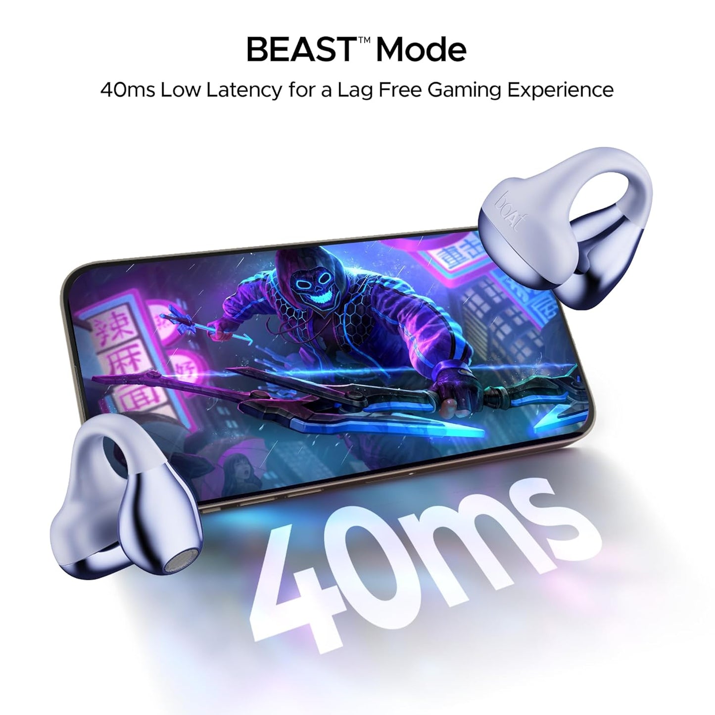 boAt Airdopes Loop Bluetooth in Ear Earbuds W/Clip-On Fit, Air Conduction Tech, 50HRS Battery, 4Mics Enx, Dual EQ Modes, 12Mm Drivers, 40Ms Latency,ASAP Charge,OWS Ear Buds Earphones