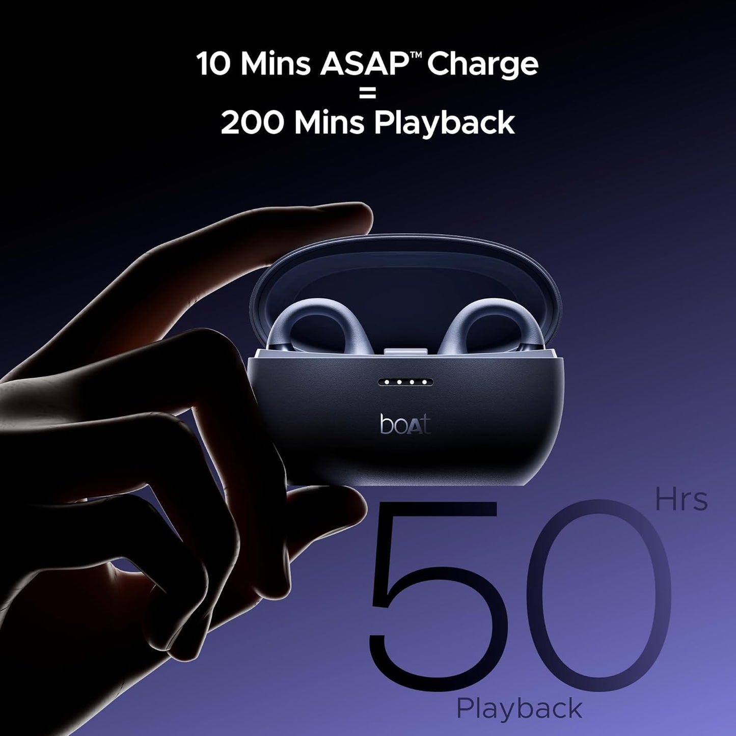 boAt Airdopes Loop Bluetooth in Ear Earbuds W/Clip-On Fit, Air Conduction Tech, 50HRS Battery, 4Mics Enx, Dual EQ Modes, 12Mm Drivers, 40Ms Latency,ASAP Charge,OWS Ear Buds Earphones