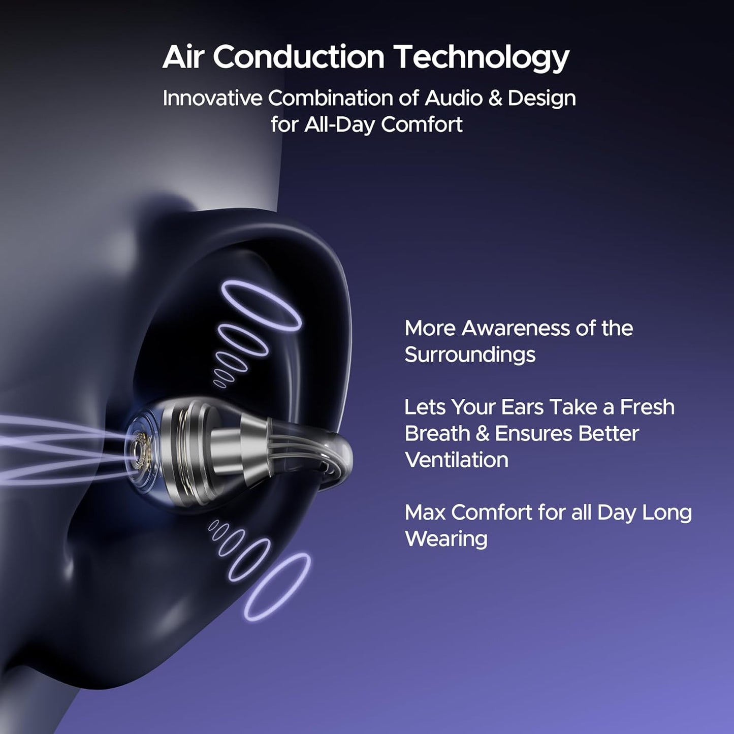 boAt Airdopes Loop Bluetooth in Ear Earbuds W/Clip-On Fit, Air Conduction Tech, 50HRS Battery, 4Mics Enx, Dual EQ Modes, 12Mm Drivers, 40Ms Latency,ASAP Charge,OWS Ear Buds Earphones