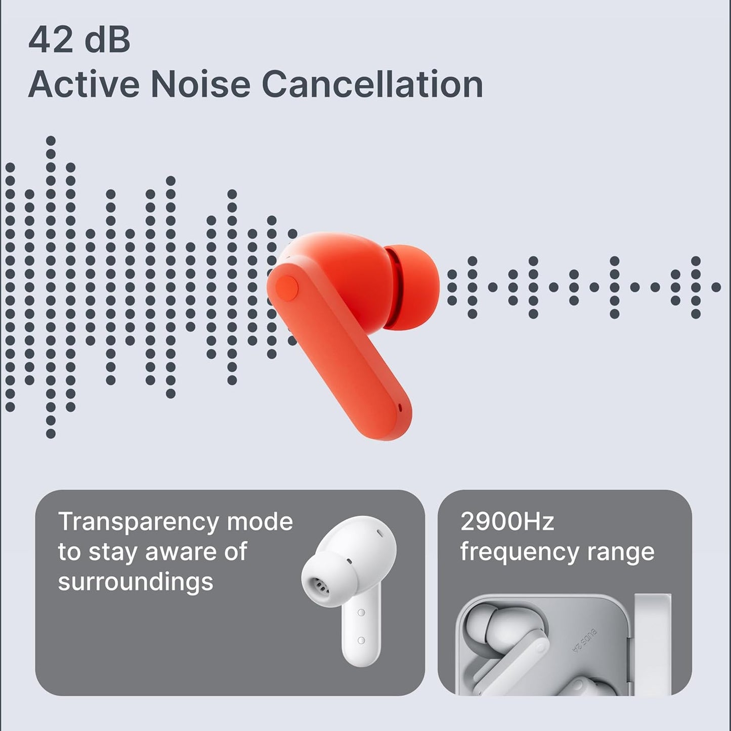CMF BY NOTHING Buds 2a (Light Grey) | 42 dB ANC | 12.4mm Dirac-Tuned Drivers | Ultra Bass | 35.5 Hrs Playback | Bluetooth 5.4 | Fast Charging | IPX4 TWS