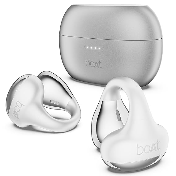 boAt Airdopes Loop Bluetooth in Ear Earbuds W/Clip-On Fit, Air Conduction Tech, 50HRS Battery, 4Mics Enx, Dual EQ Modes, 12Mm Drivers, 40Ms Latency,ASAP Charge,OWS Ear Buds Earphones